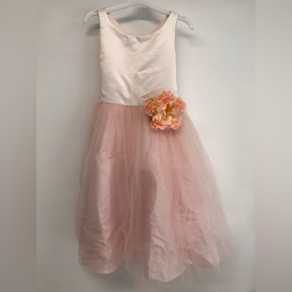 Elegant Pink and White Kids Formal Dress